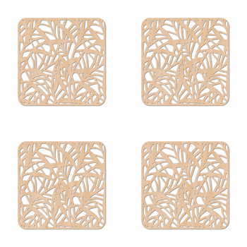 4PK Nord Deco Wooden Coaster Kitchen Decor 10x10cm - Bamboo