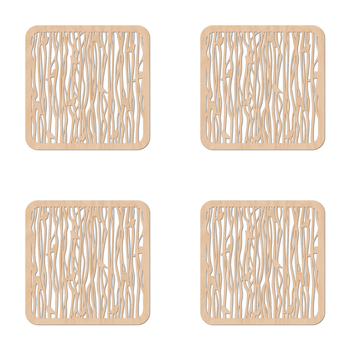 4PK Nord Deco Wooden Coaster Kitchen Decor 10x10cm - Small Bird