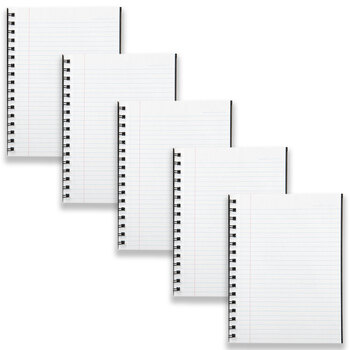5pc Spirax 511 Hard Cover Notebook Twin Wire 200-Pages Black