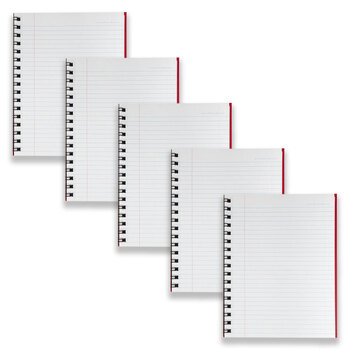5pc Spirax 511 Hard Cover Notebook Twin Wire 200-Pages Red