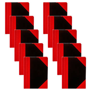 10PK Spirax A4 Writing Notebook 200-Pages Black/Red