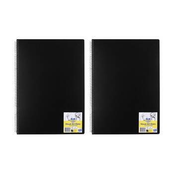 2PK Spirax P703 PP A3 Wire Bound Visual Art Diary 120 Pages Black