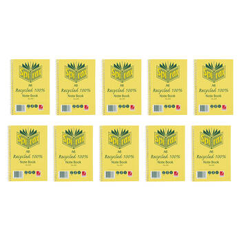 10PK Spirax 813 Recycled Notebook A6 Stationery 100 Pages Yellow
