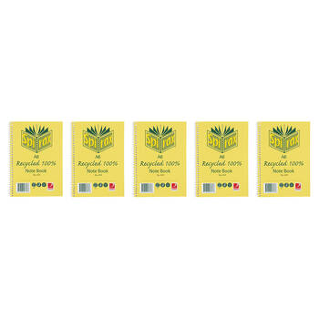 5PK Spirax 813 Recycled Notebook A6 Stationery 100 Pages Yellow
