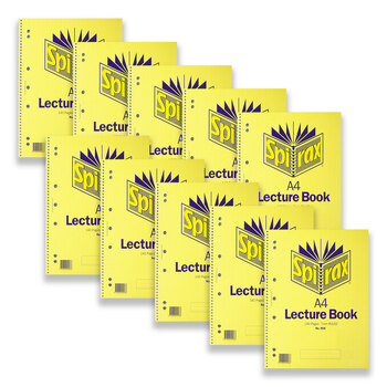 10pc Spirax 906 Lecture Book A4 Notebook 7mm Ruled 140-Pages Yellow