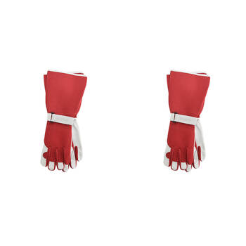 4pc Annabel Trends Sprout Long Sleeve Garden Hand Gloves - Red