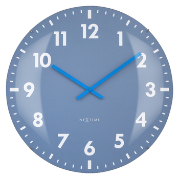 NeXtime Duomo Glass Analogue 50cm Wall Clock - Blue