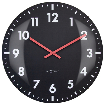 NeXtime Duomo Glass Analogue 50cm Wall Clock - Black