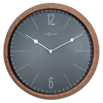 NeXtime 30cm Cork Silent Analogue Round Wall Clock - Grey