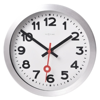 NeXtime 35cm Station Numerical Silent Analogue Round Wall Clock - White