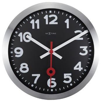 NeXtime 35cm Station Numerical Silent Analogue Round Wall Clock - Black