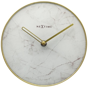 NeXtime 20cm Marble Table Analogue Clock White/Gold