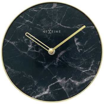NeXtime 20cm Marble Table Analogue Clock Black/Gold