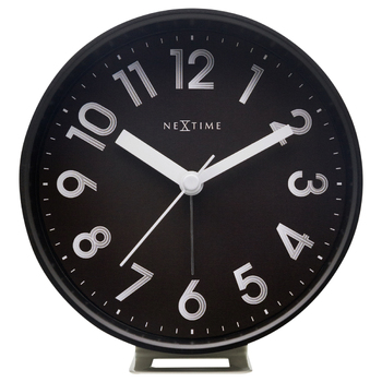 NeXtime Reflect 12.5x13cm Plastic Alarm Clock Analogue w/ Night Light Black
