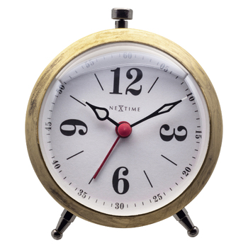 NeXtime Harvey 9x10.8cm Alarm Clock w/ Luminous Hands - Gold