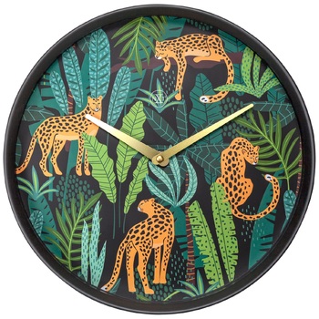 NeXtime 30cm Urban Jungle Silent Analogue Round Wall Clock - Leopard Print
