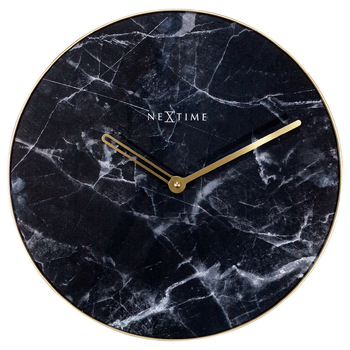 NeXtime 40cm Marble Silent Analogue Round Wall Clock - Black
