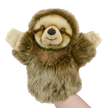 Lil Friends 26cm Sloth Animal Hand Puppet Kids Soft Toy - Brown