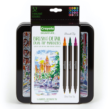 16pc Crayola Signature Brush & Detail Dual Tip Markers 9y+