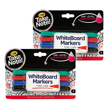 2PK 4pc Crayola Take Note! White Board Markers Fine Line 1y+