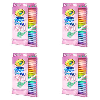 4x 20pc Crayola Supertips Pastel Markers Non-Toxic Kids 3y+