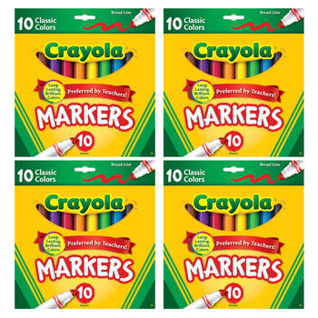 4x 10PK Crayola Classic Broadline Markers