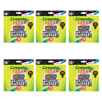 6x 10pc Crayola Neon Broad Line Washable Markers Colouring Tools Kids 3y+