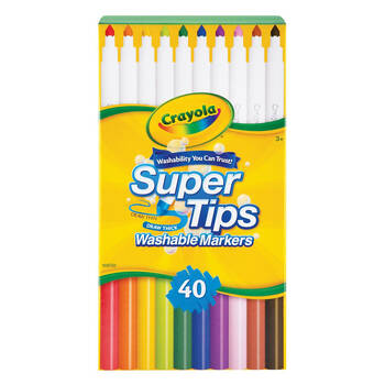 40pc Crayola Super Tips Washable Markers Colouring Set Kids 3y+