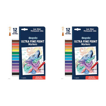 2x 12pc Crayola Ultra Fine Point/Tip Coloring Markers Kids 8y+