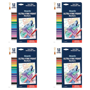 4x 12pc Crayola Ultra Fine Point/Tip Coloring Markers Kids 8y+