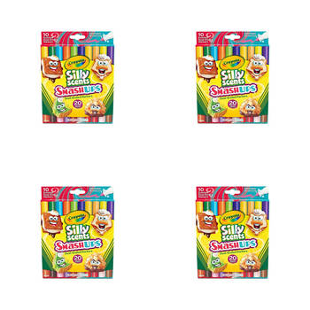 4x 10pc Crayola Silly Scents Smash Ups Dual Ended Markers Kids 3+