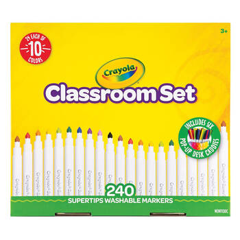 240pc Crayola SuperTips Washable Markers Classroom Set Kids 3y+