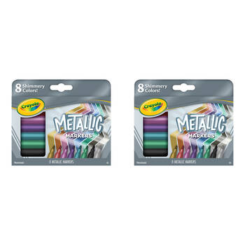 2x 8pc Crayola Metallic Markers Colouring Tools DIY Craft Kit Kids 3y+