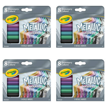 4x 8pc Crayola Metallic Markers Colouring Tools DIY Craft Kit Kids 3y+