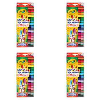 4x 16pc Crayola Pip-Squeaks Emoji Washable Markers Kids 3y+