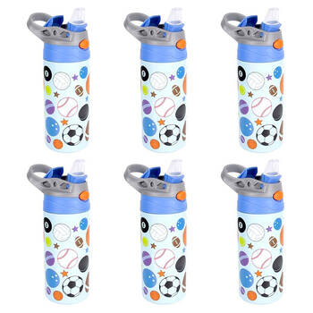 6PK Splash Kids's Insulated Drink Water Bottle w/ Flip-Top Lid 355ml Assorted