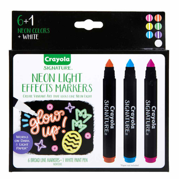 6pc Crayola Signature Neon Light Effects Markers w/ White Paint Pen