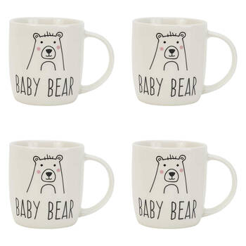4PK Annabel Trends Drinking Coffee/Tea Mug Baby Bear 9x9cm - White