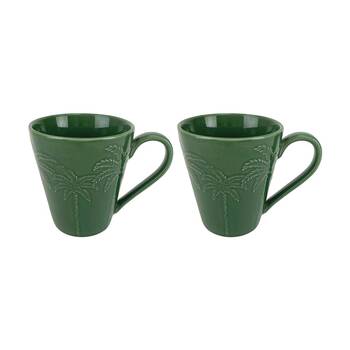 2pc Annabel Trends Coconut Bay Coffee Tea Drinking Mug Set 350ml Green Palm