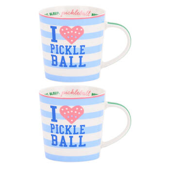 2PK Annabel Trends Coffee Tea Drinking Mug Pickleball Design 450ml Blue