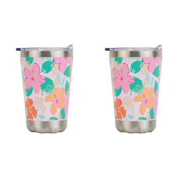 2PK Annabel Trends 270ml Stainless Steel Coffee Mug - Hibiscus