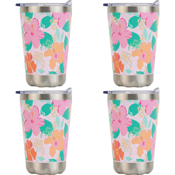 4PK Annabel Trends 270ml Stainless Steel Coffee Mug - Hibiscus