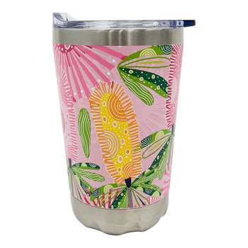 Annabel Trends 270ml Stainless Steel Coffee Mug - Pink Banksia