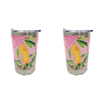 2PK Annabel Trends 270ml Stainless Steel Coffee Mug - Pink Banksia