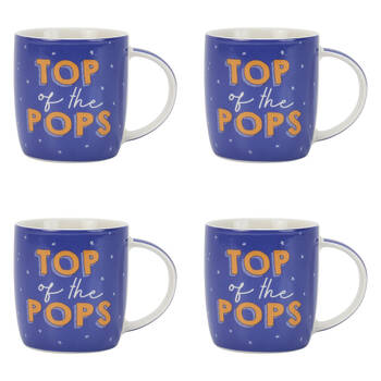 4PK Annabel Trends Coffee Mug Porcelain Top Of The Pops w/ Handle 9cm - Blue