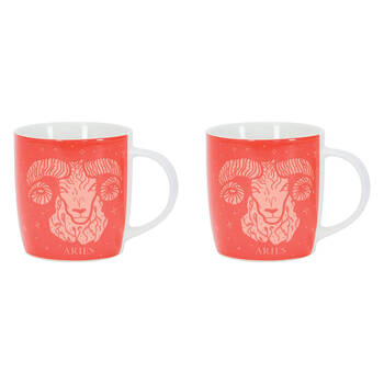 2PK Annabel Trends Coffee Mug Zodiac Aries 350ml Cup w/ Handle - Orange