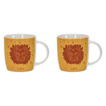 2PK Annabel Trends Coffee Mug Zodiac Leo 350ml Cup w/ Handle - Yellow