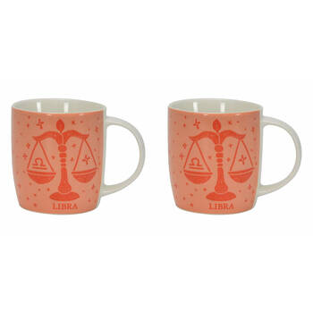 2PK Annabel Trends Coffee Mug Zodiac Libra 350ml Cup w/ Handle - Orange
