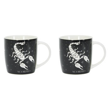 2PK Annabel Trends Coffee Mug Zodiac Scorpio 350ml Cup w/ Handle - Black