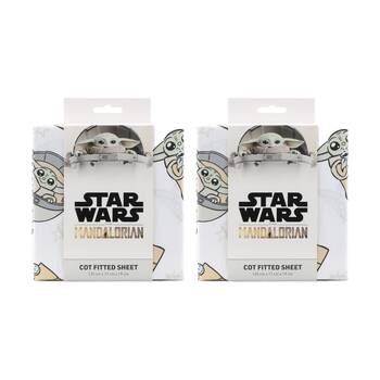 2PK Lucas Film Grogu Star Wars Themed Cot Fitted Sheet 100% Cotton